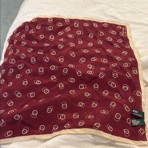 Ralph Lauren Burgundy Scarf with cream circle Pattern